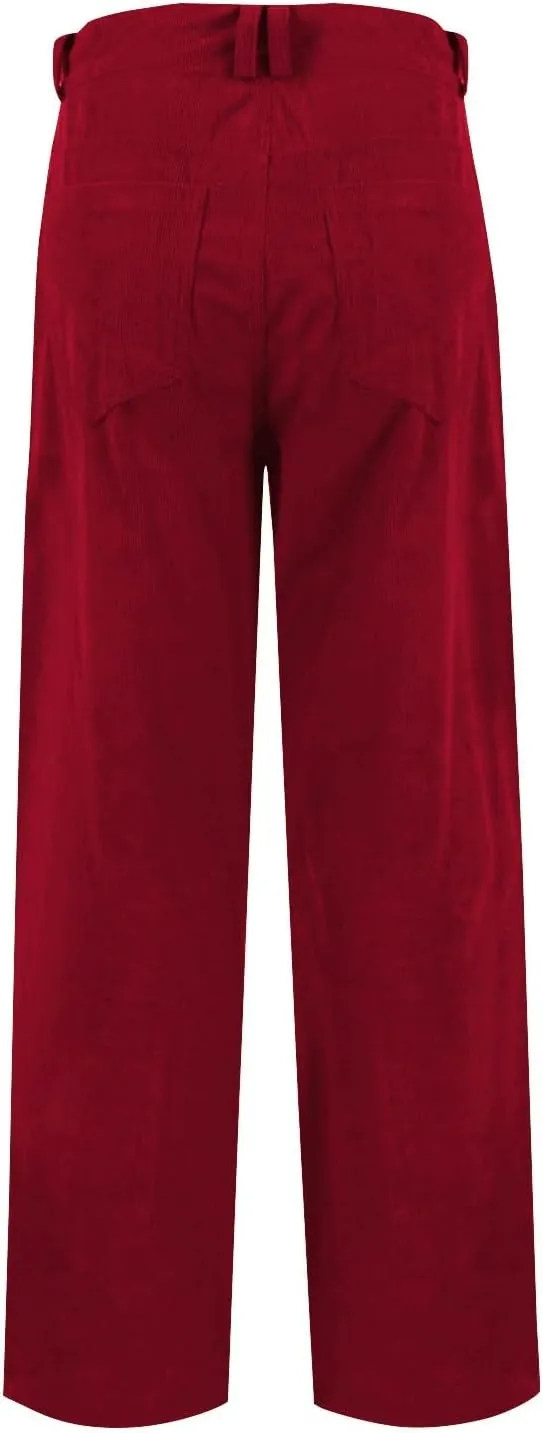 Womens Corduroy Pants Loose Mid Rise Pant Spring Fall Casual Straight Comfy Trousers with Pockets