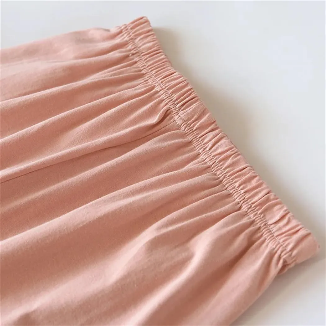 Women's Cotton Knitted 2-Piece Pajama Set Long Sleeve Spring Autumn Loungwear