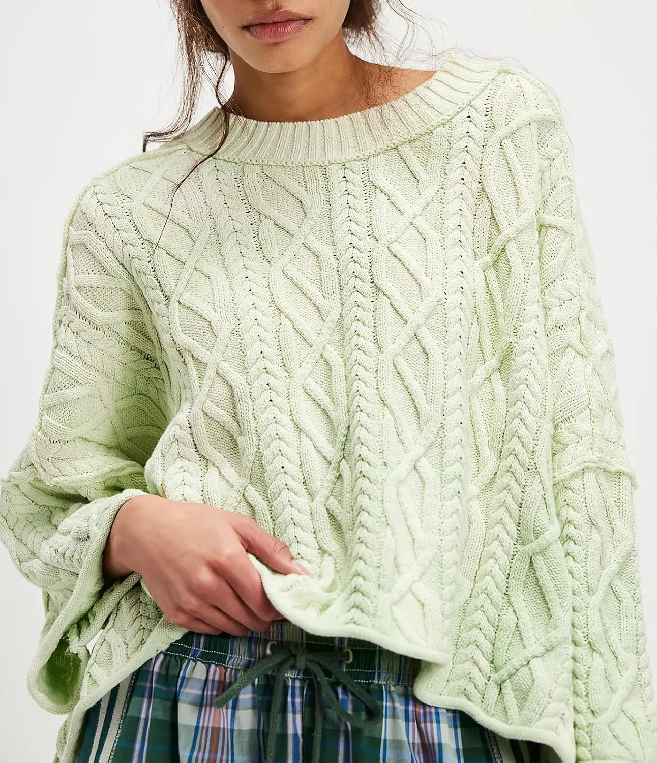Womens Cropped Sweaters Crewneck 3/4 Sleeve Oversized Sweater Tie Dye Casual Y2k Lightweight Knit Tops Summer Pullover