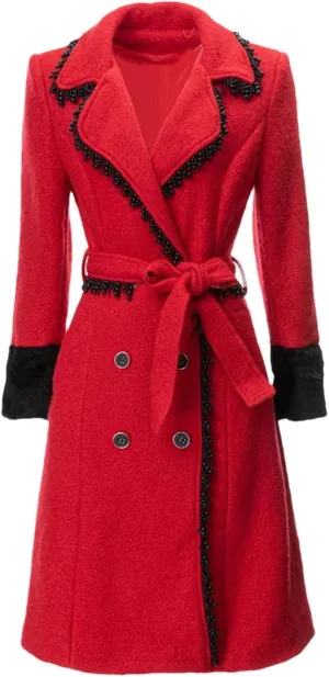 Women's Double Breasted Wool Blend Coat Winter Slim LApel Jacket Midi Jacket Jacket