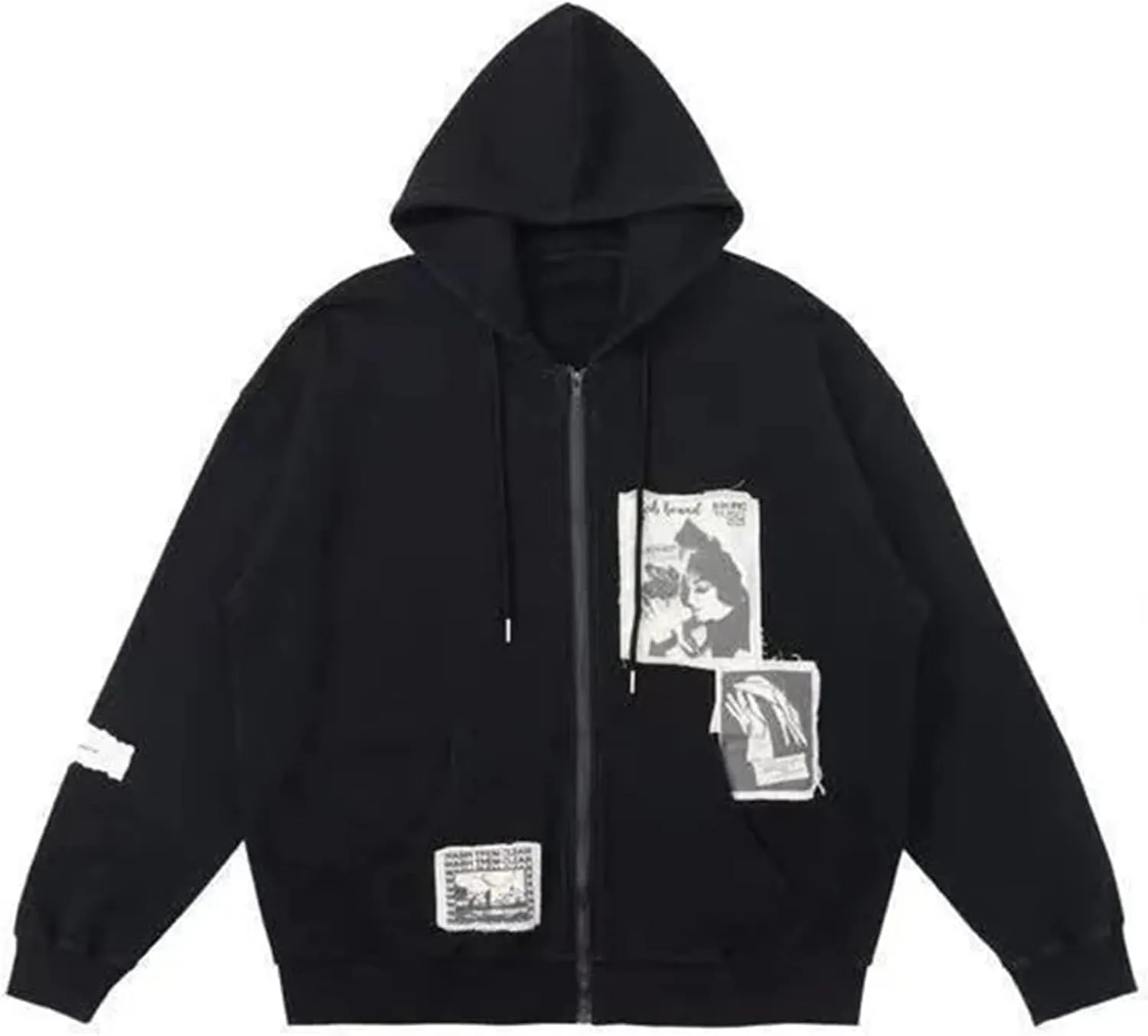 Womens Gothic Oversized Hoodies Y2K Zip Up Graphic Print Harajuku Hoodie Emo Clothes Streetwear with Pockets