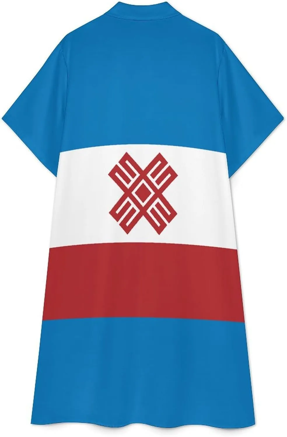 Women's Hawaii Flag Shirt Dress Collar V-Neck Button Down Simple Short Sleeve Long Dresses