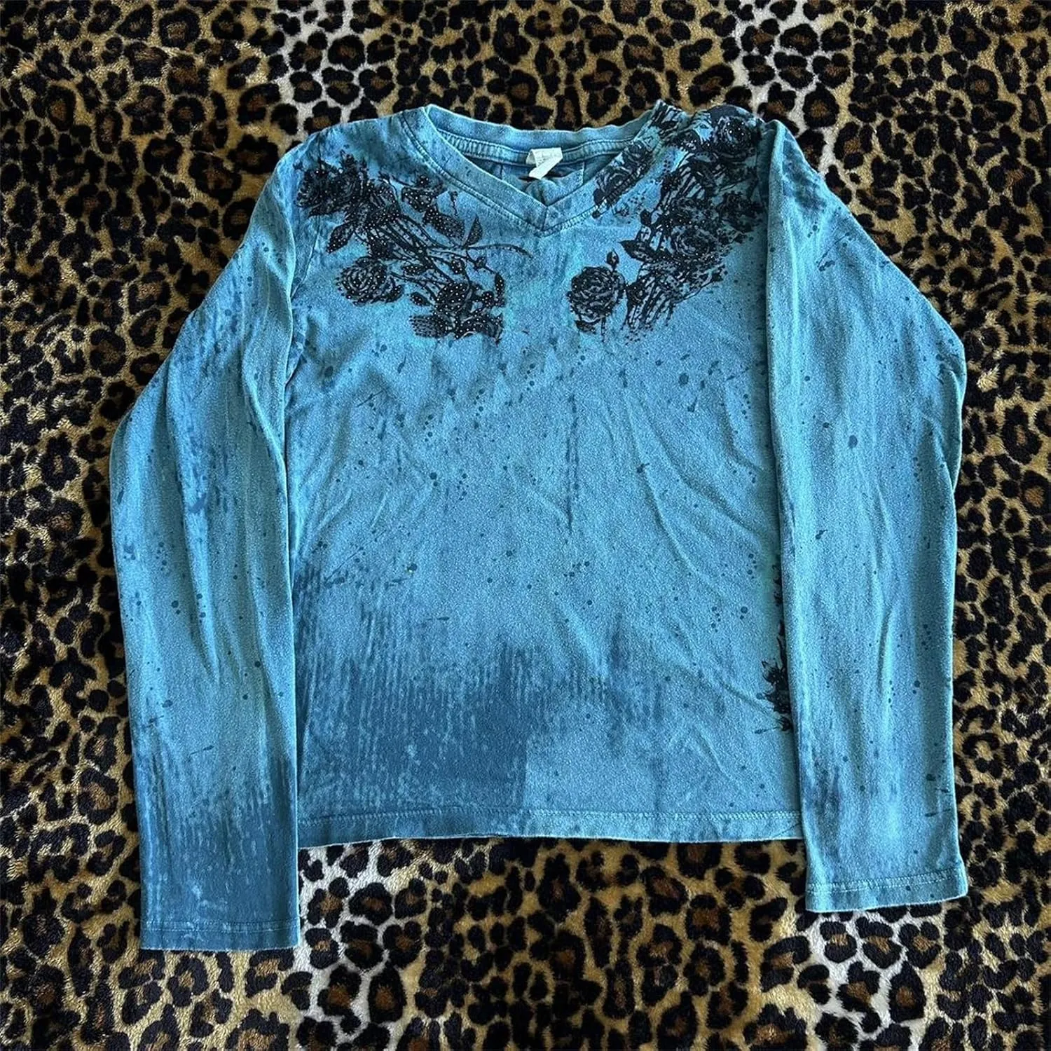 Womens Long Sleeve Fairy Grunge Tees Shirt Vintage Goth Skull Graphic Print Tops 90s Emo Aesthetic Clothes