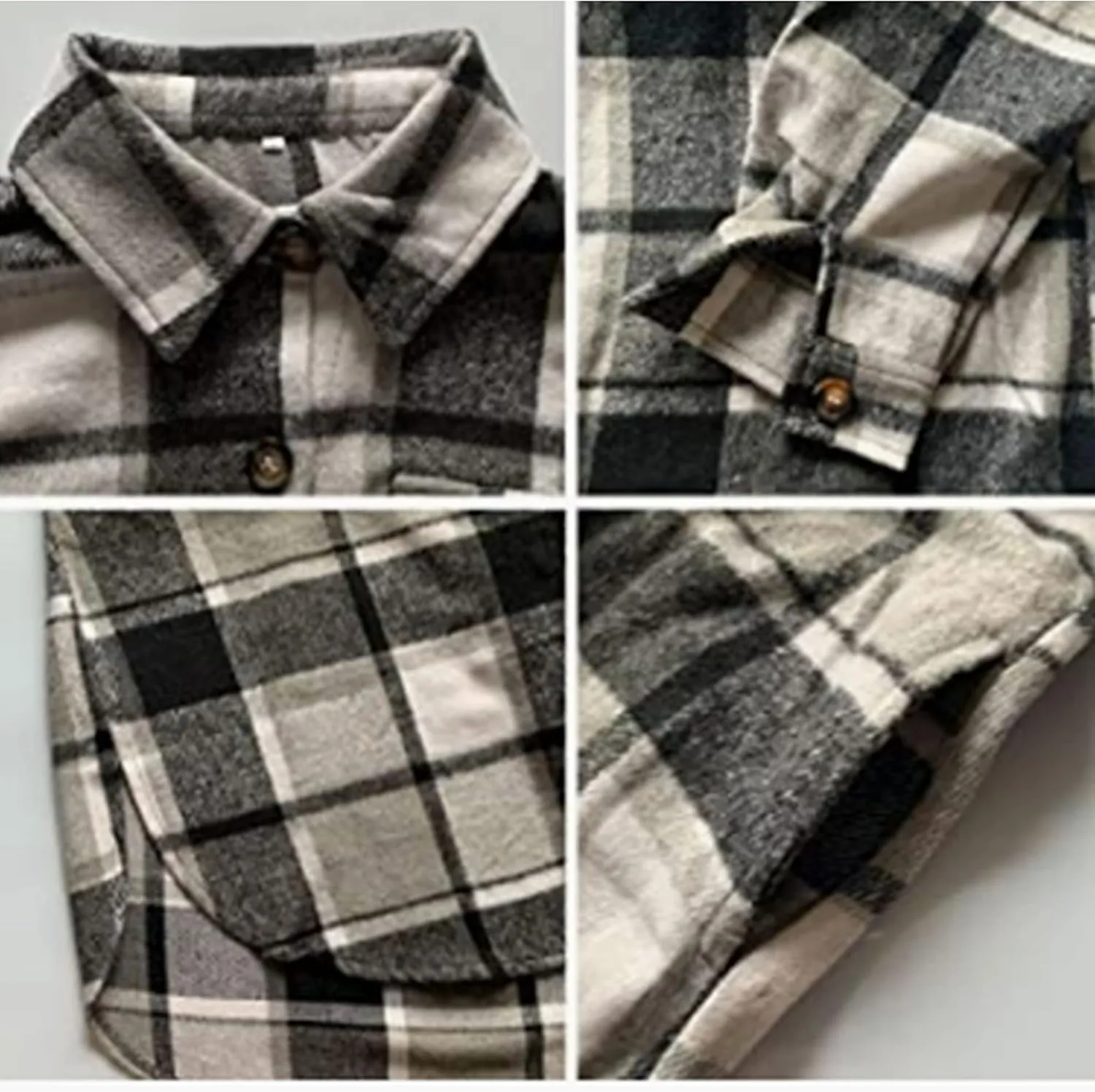 Womens Long Sleeve Long Plaid Coats Flannel Lapel Casual Button Down Wool Blend Shacket Jacket Trench Shirts