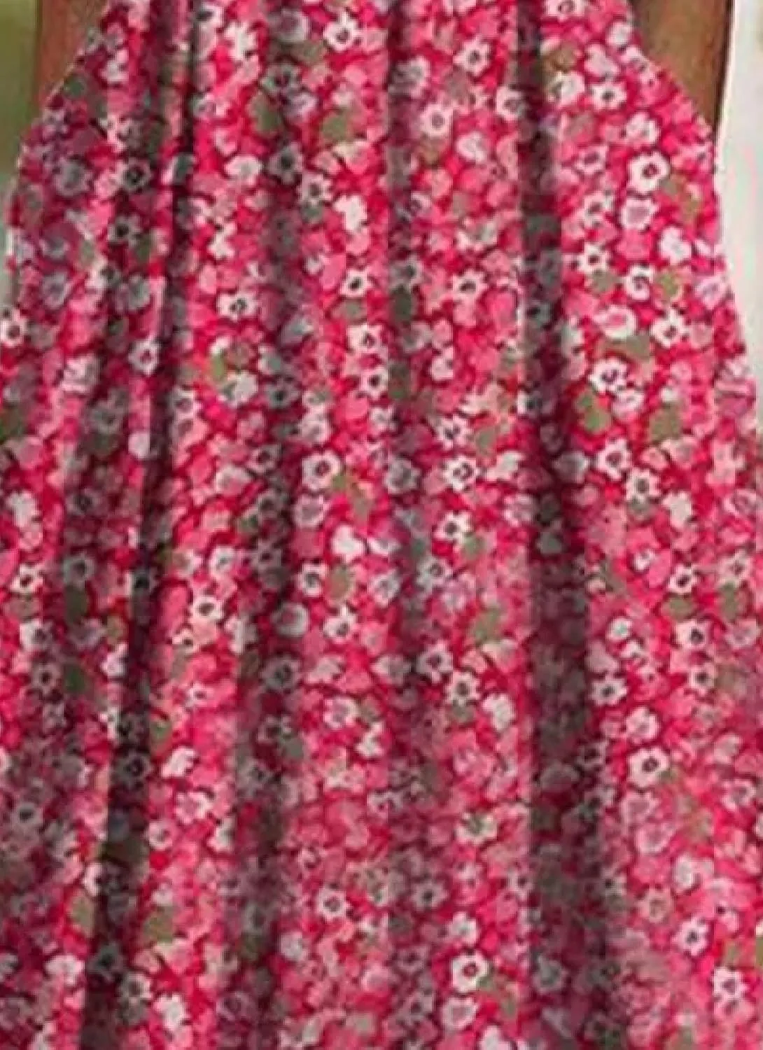 Women's Mint Green V-Neck Short Sleeve Plant Print Midi Dress with Side Pockets Elegant Casual Wear 2025 Summer Fashion