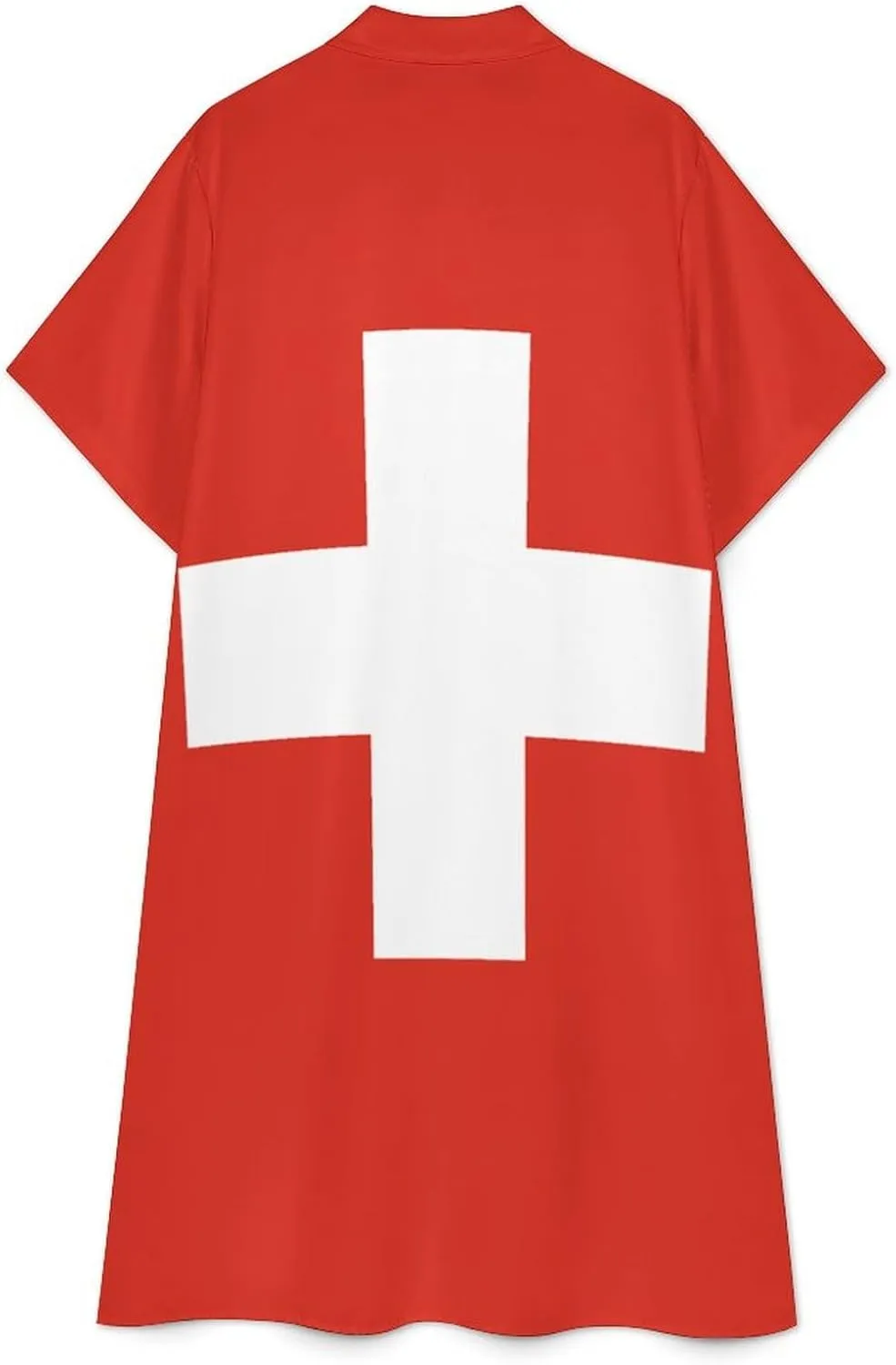 Women's Short Sleeve Collared Simple Button Down Shirt Dress 2025 Summer British Flag Long Dresses