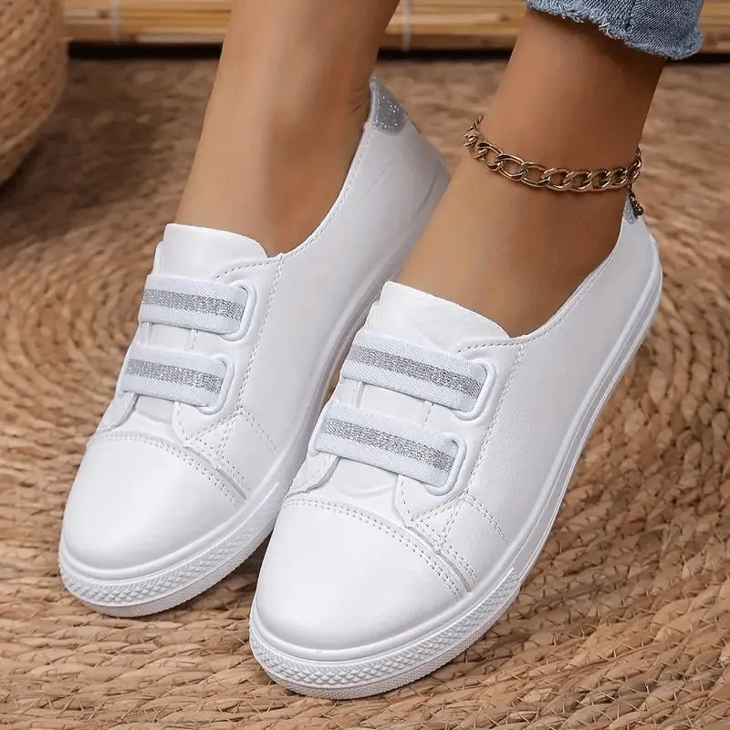 Women's Slip-On Sneakers: Elastic Band, Rounded Toe, Comfort