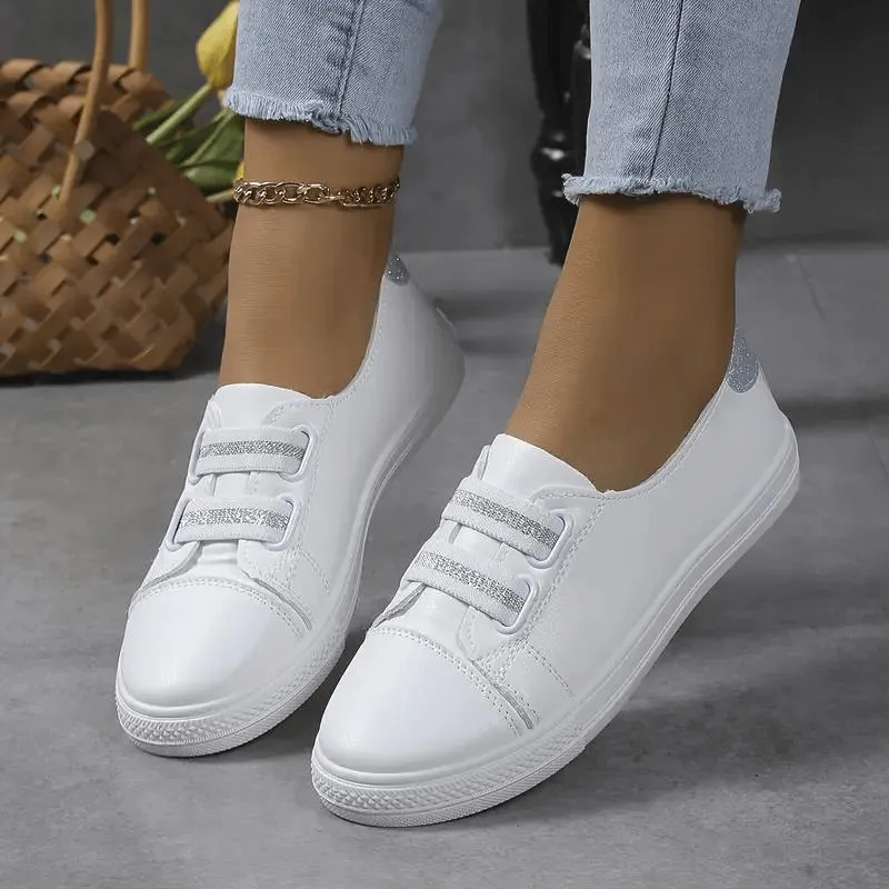 Women's Slip-On Sneakers: Elastic Band, Rounded Toe, Comfort