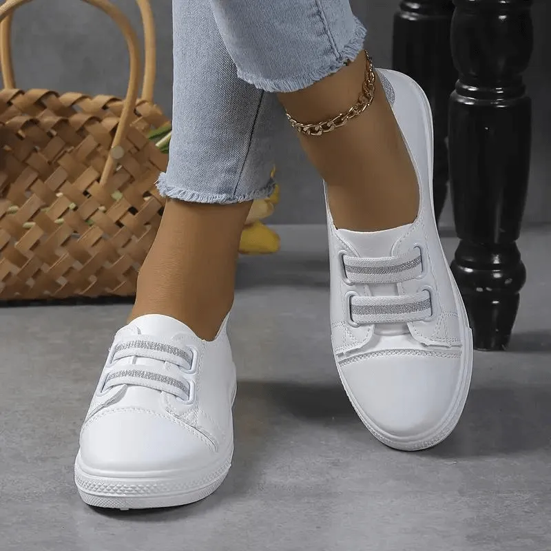 Women's Slip-On Sneakers: Elastic Band, Rounded Toe, Comfort