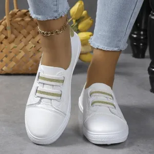 Women's Slip-On Sneakers: Elastic Band, Rounded Toe, Comfort