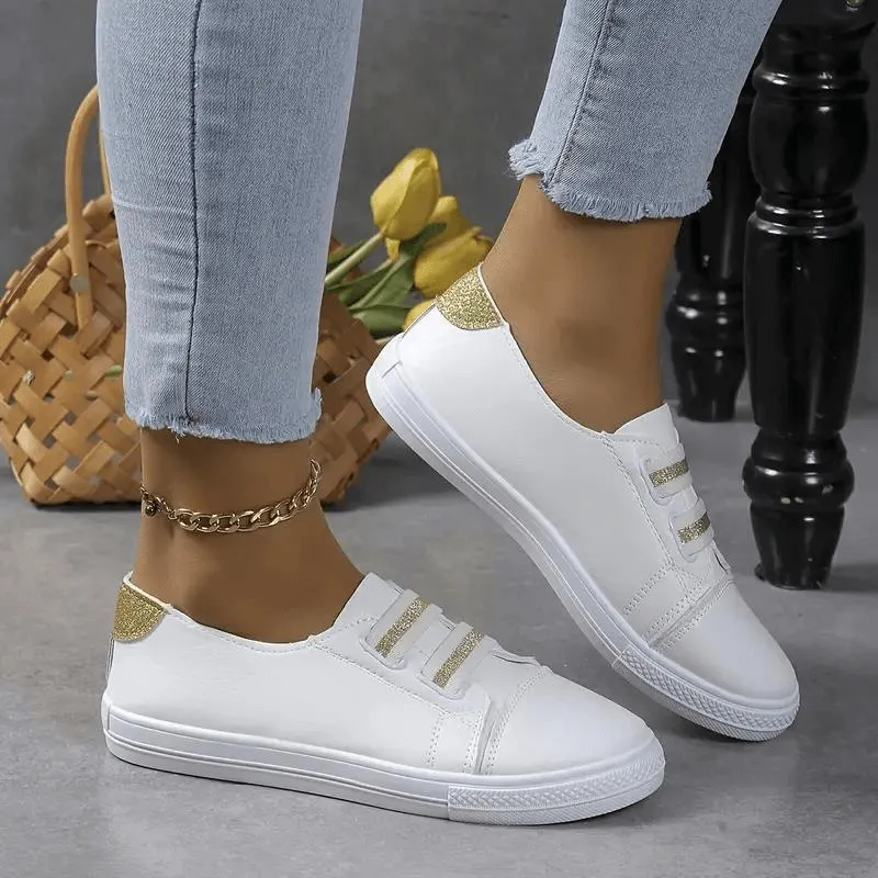Women's Slip-On Sneakers: Elastic Band, Rounded Toe, Comfort