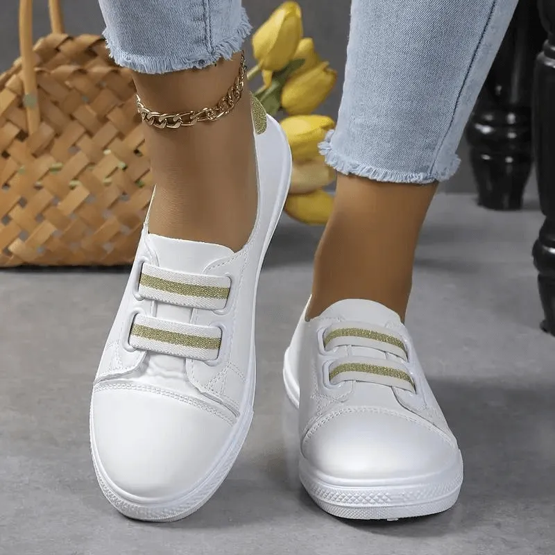 Women's Slip-On Sneakers: Elastic Band, Rounded Toe, Comfort