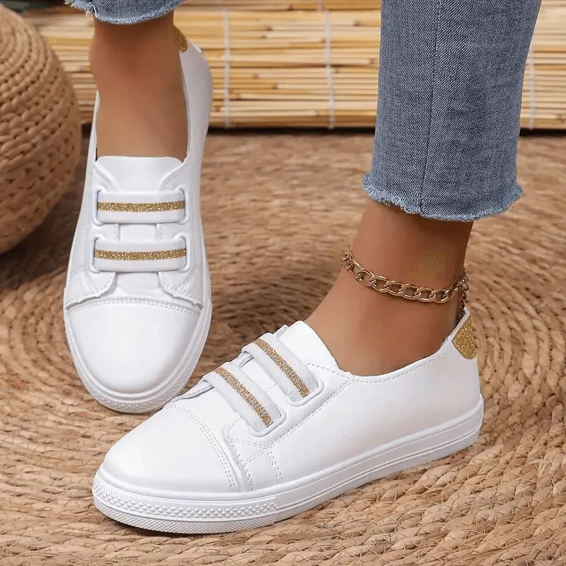 Women's Slip-On Sneakers: Elastic Band, Rounded Toe, Comfort