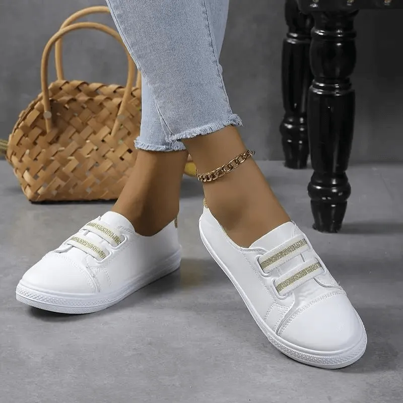 Women's Slip-On Sneakers: Elastic Band, Rounded Toe, Comfort