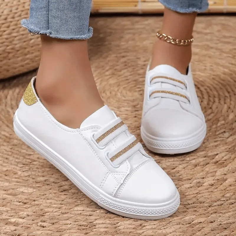 Women's Slip-On Sneakers: Elastic Band, Rounded Toe, Comfort