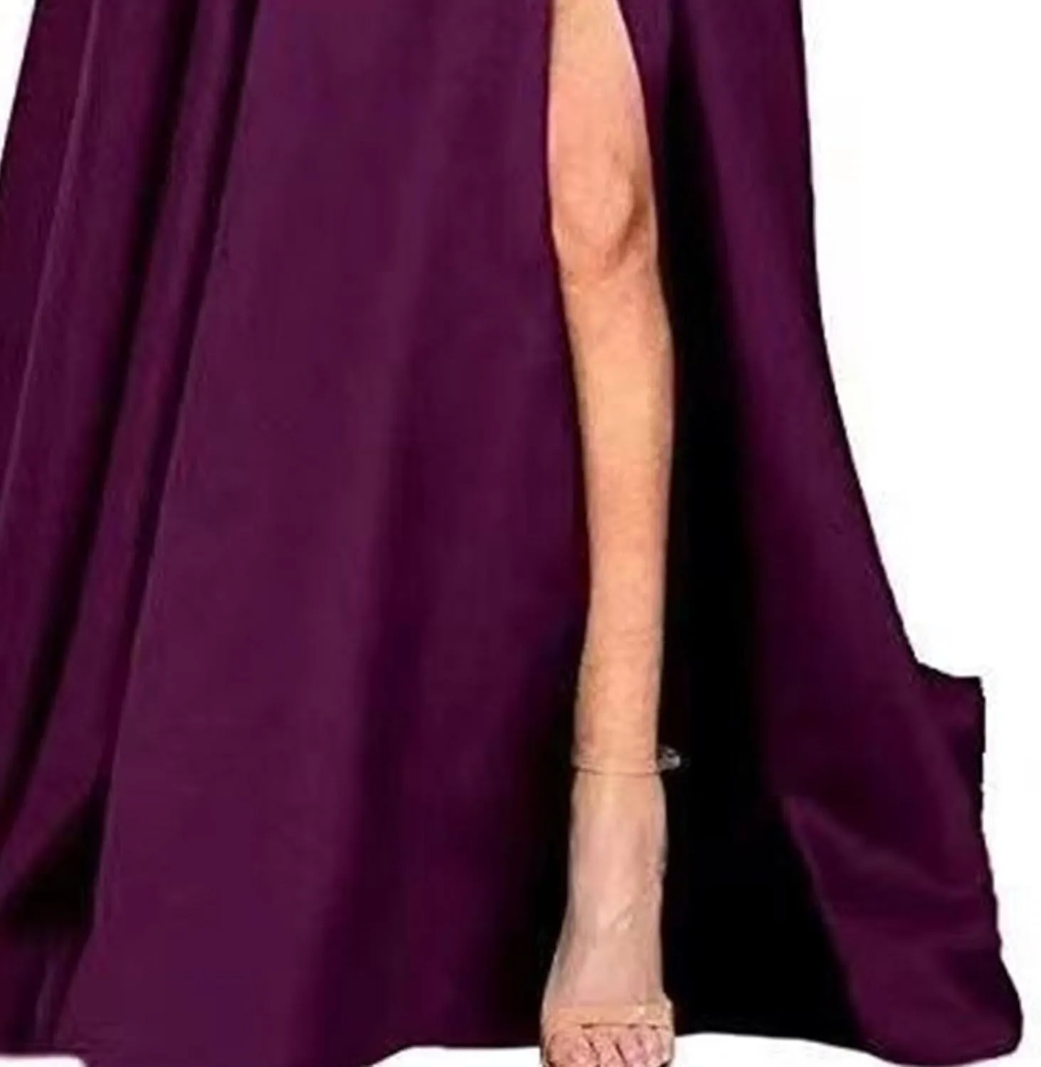 Women's Spaghetti Strap Solid Wedding Maxi Dress Elegant Split Hem Swing Dress Sleeveless Ruched Formal Dresses