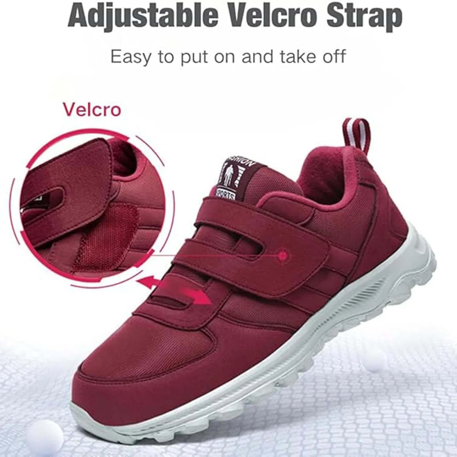 Womens Walking Shoes Men Hook and Loop Walking Shoes Wide Width Shoes Non-Slip Breathable Lightweight Pain Relief