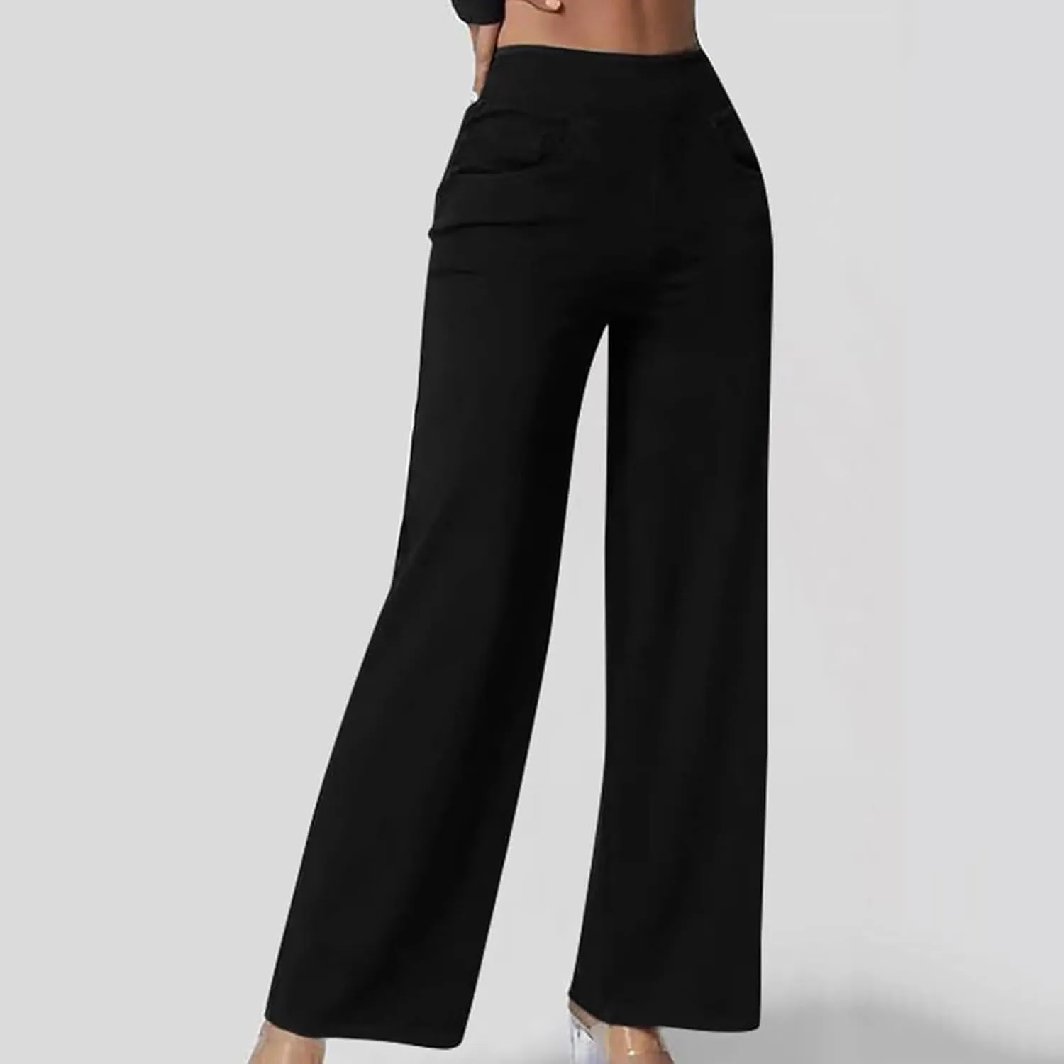 Womens Wide Leg Jeans High Waisted Stretchy Trendy Pull On Jeans Denim Elastic Waist Baggy Trouser Jean Dressy