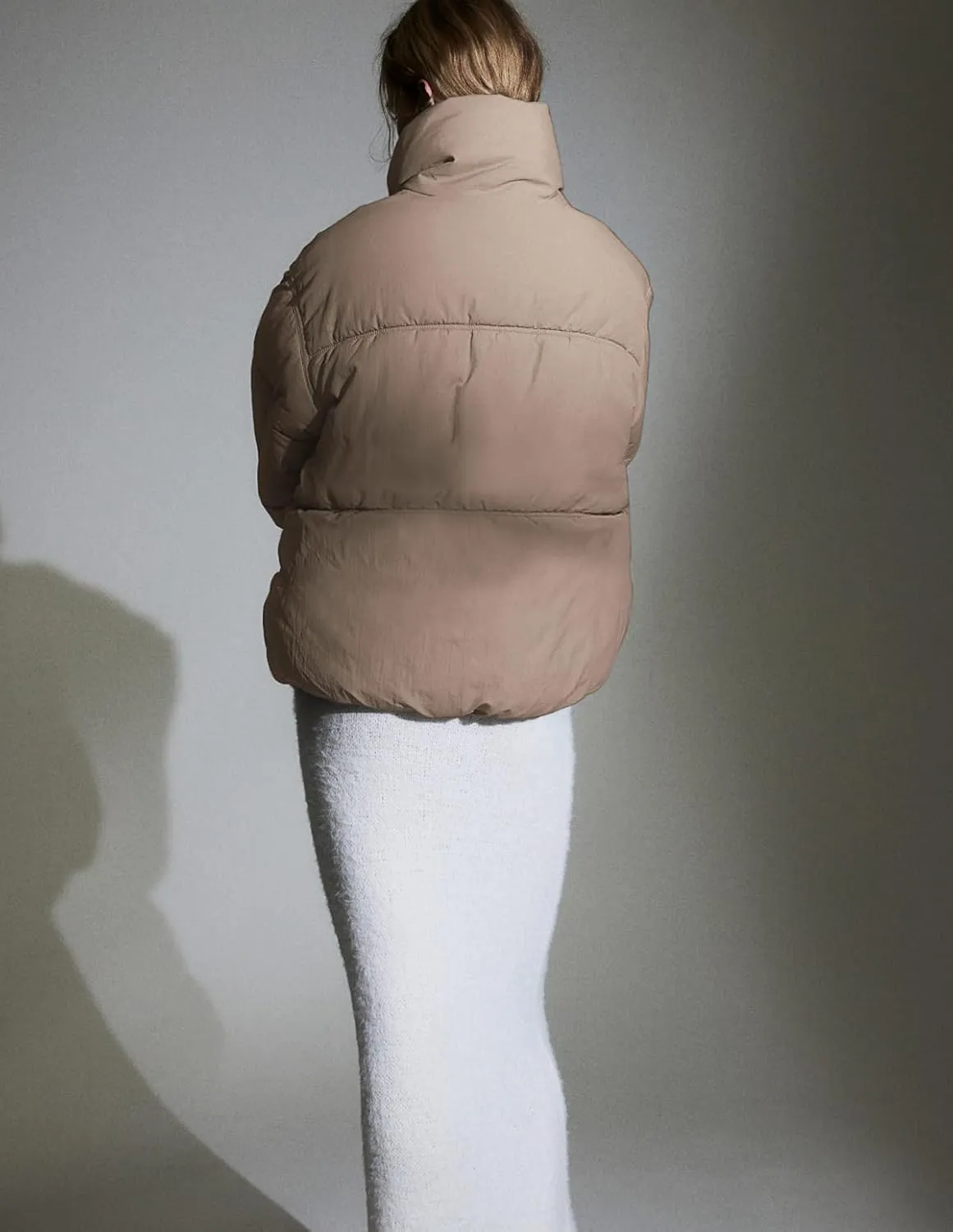 Women's Winter Puffer Jacket Baggy Stand Collar Zip Quilted Padded Down Outwear Coat with Pockets