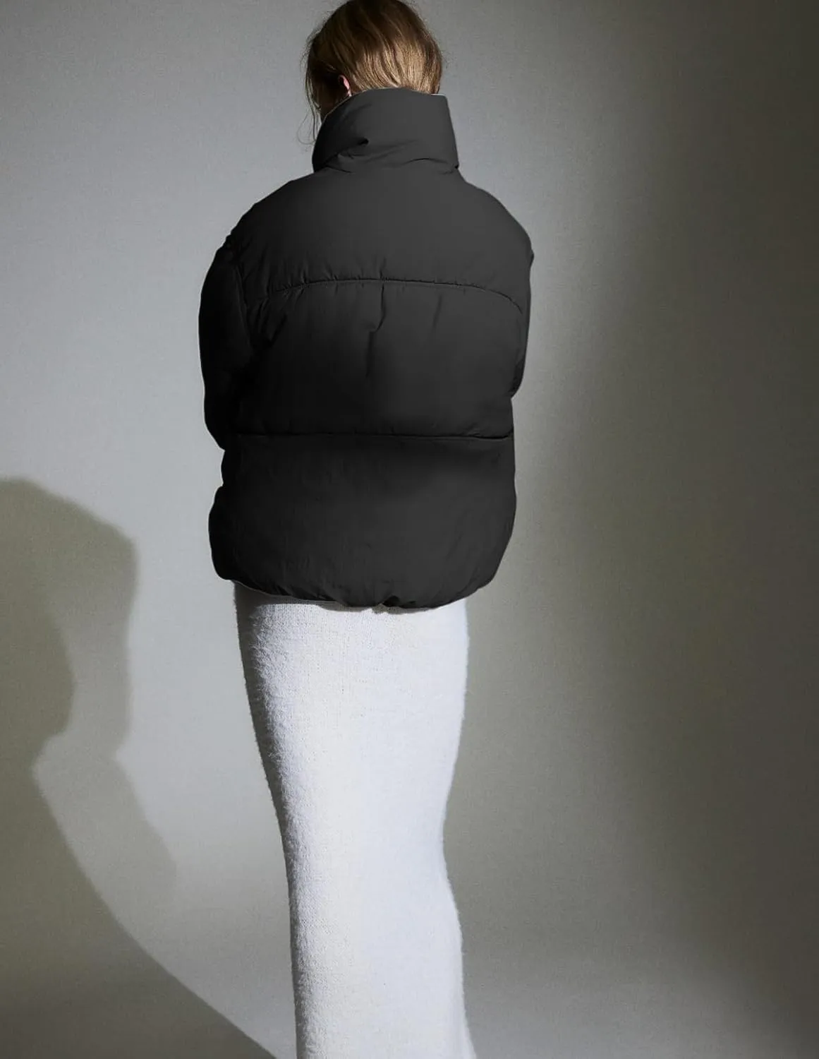 Women's Winter Puffer Jacket Baggy Stand Collar Zip Quilted Padded Down Outwear Coat with Pockets
