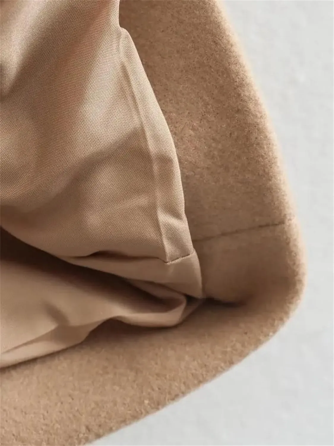 Women's Winter Warm Overcoat Fashion Notch Lapel Double Breasted Mid Long Wool Blend Trench Coat Jacket