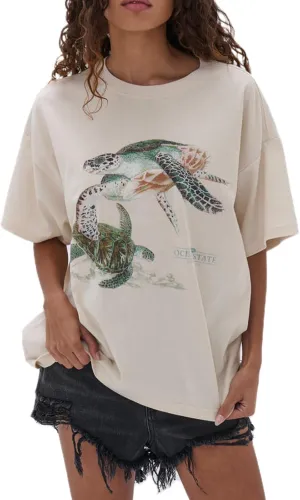Womens Y2k Vintage Flower Graphic Print Baggy Tees Shirts Cute Floral Aesthetic Teens Oversized Tops