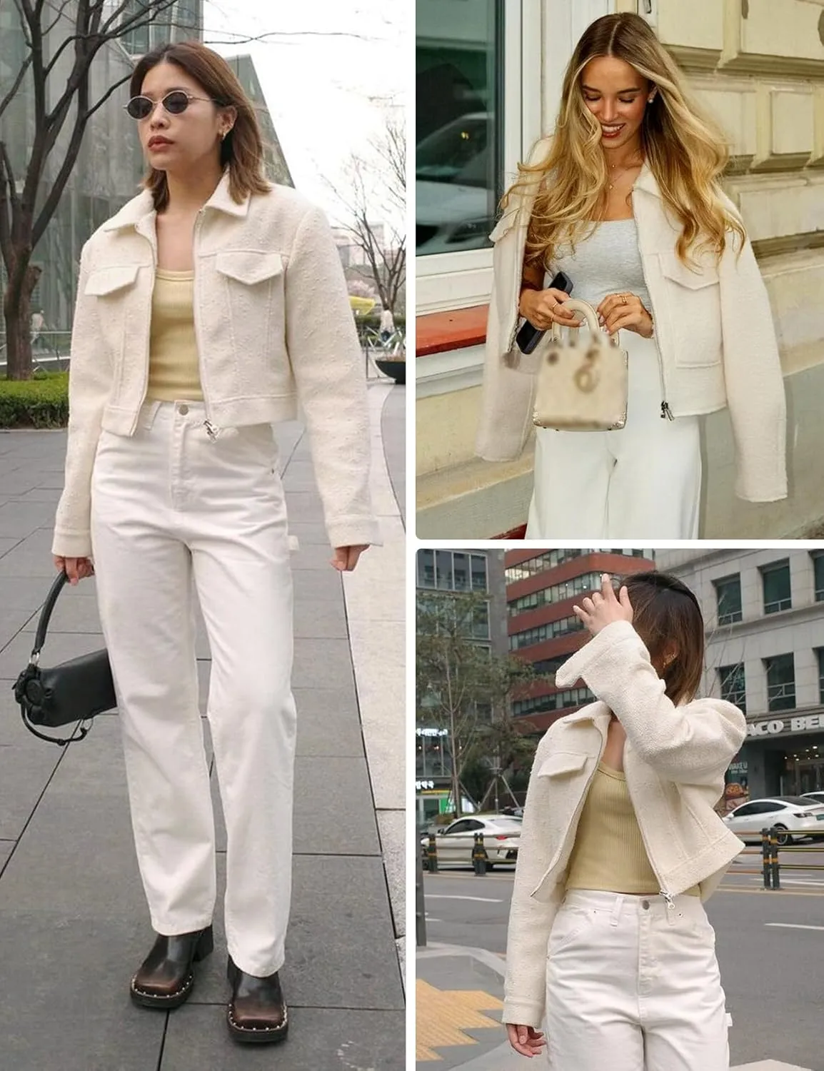 Wyeysyt Wool Coats for Women Lapel Zip Up Copped Bomber Jacket Outerwear with Pockets 2025