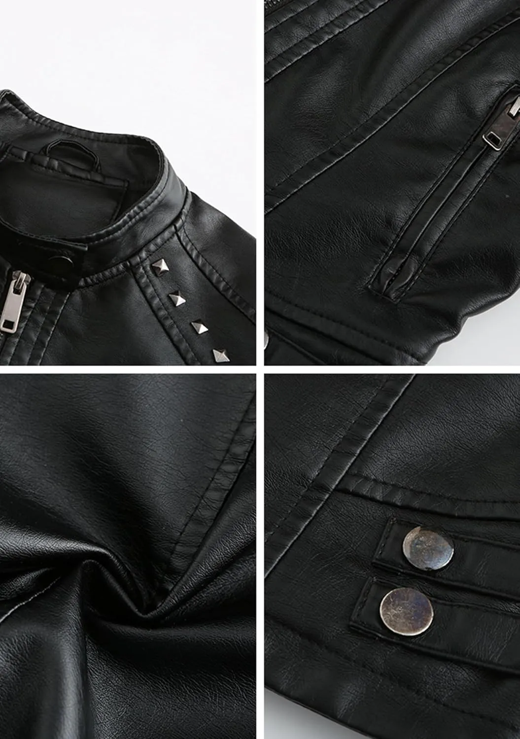 YMING Womens Faux Leather Zipper Jackets PU Motorcycle Coat Fall Plus Size Biker Outwear