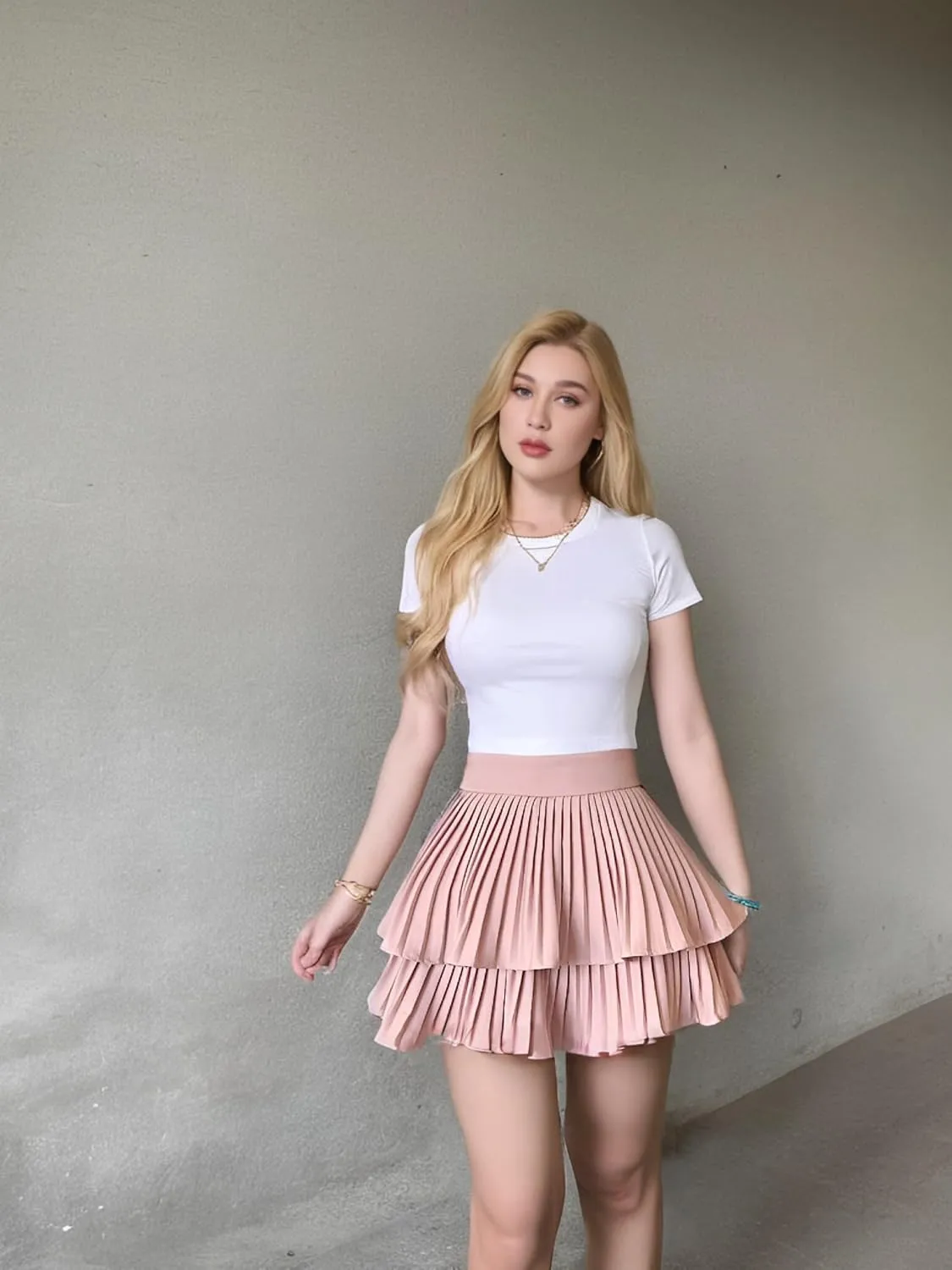 Yollmart Women's High Waist Ruffle Mini Skirts Skater Layered Pleated Casual Beach Skorts Skirt