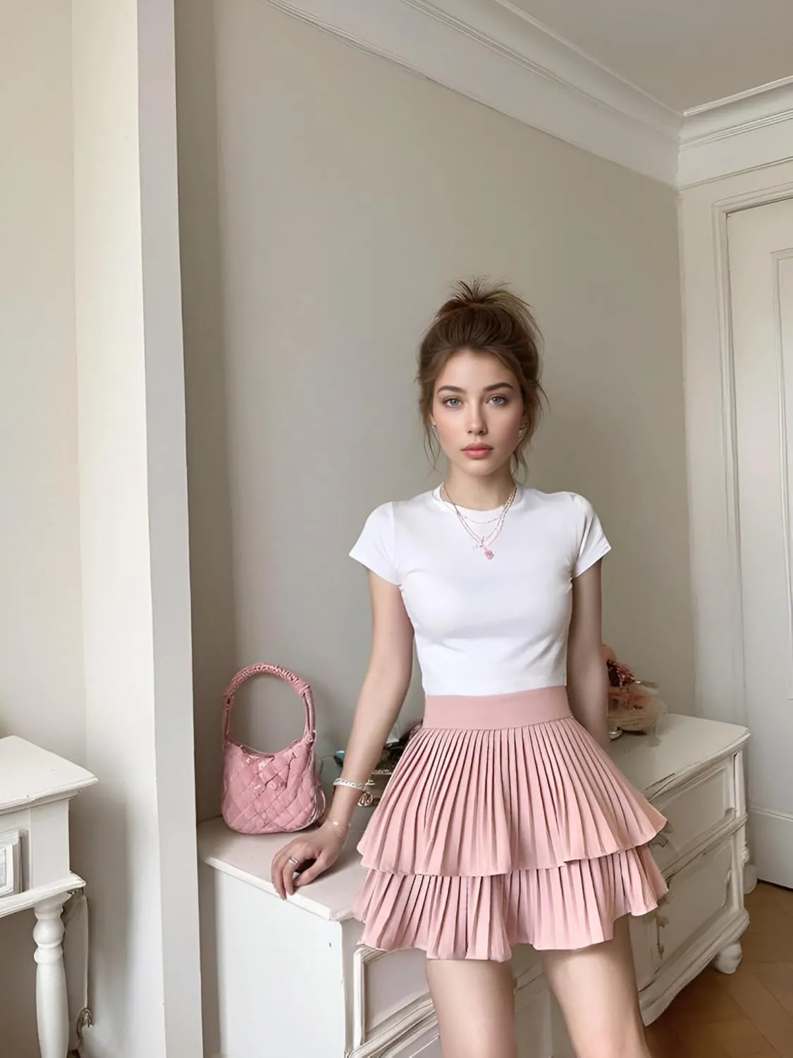 Yollmart Women's High Waist Ruffle Mini Skirts Skater Layered Pleated Casual Beach Skorts Skirt