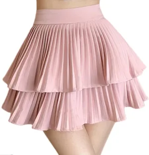 Yollmart Women's High Waist Ruffle Mini Skirts Skater Layered Pleated Casual Beach Skorts Skirt