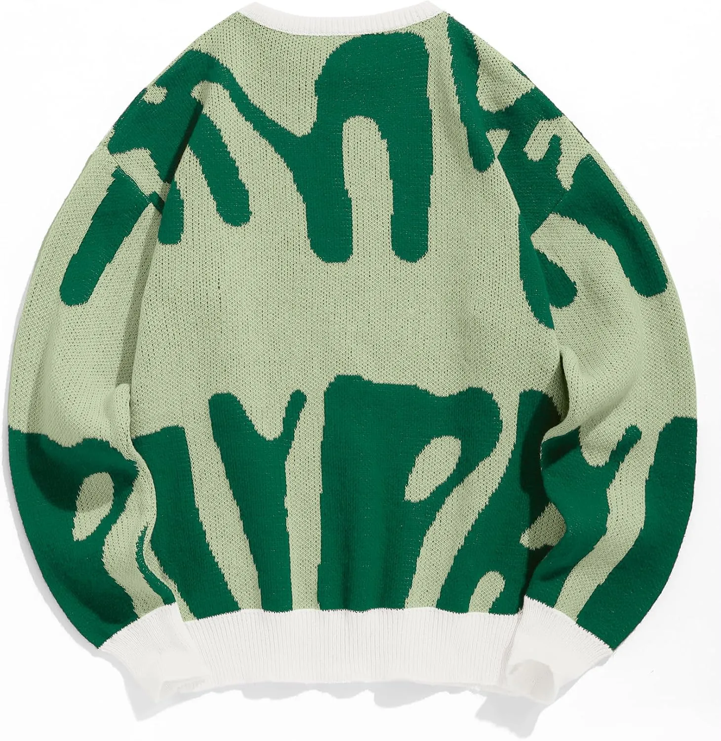 ZAFUL Mens Crewneck Oversized Sweaters Y2K Aesthetic Flame Graphic Knitted Sweater Casual Pullover Long Sleeve Jumpers