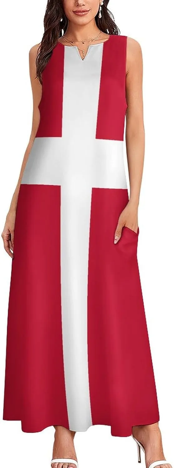 Zakqeik Australian Flag Summer Women's Sleeveless Long Dress Slim Fit Sleeveless Ankle Dresses
