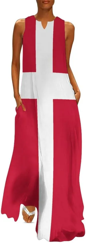 Zakqeik Australian Flag Summer Women's Sleeveless Long Dress Slim Fit Sleeveless Ankle Dresses