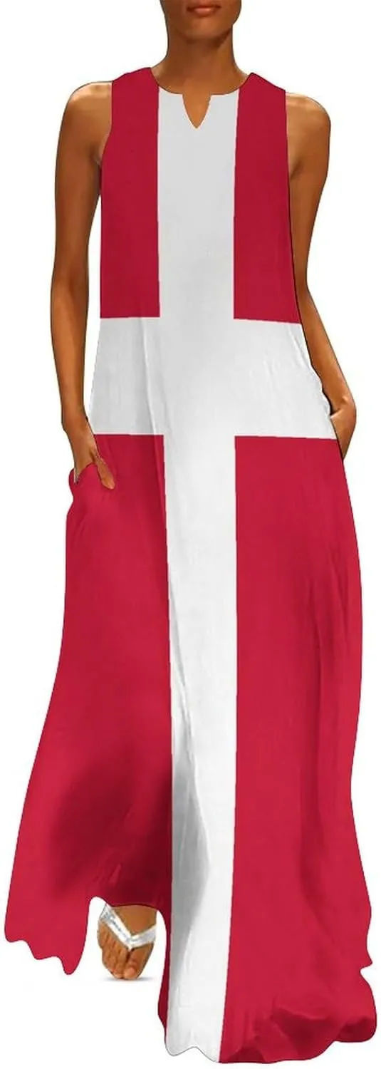 Zakqeik Australian Flag Summer Women's Sleeveless Long Dress Slim Fit Sleeveless Ankle Dresses