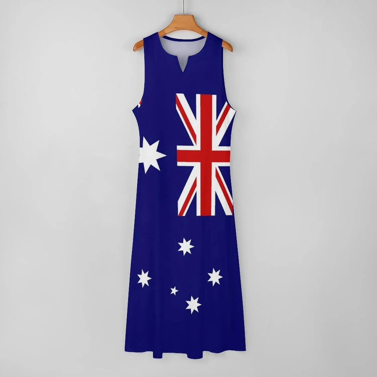 Zakqeik Australian Flag Summer Women's Sleeveless Long Dress Slim Fit Sleeveless Ankle Dresses