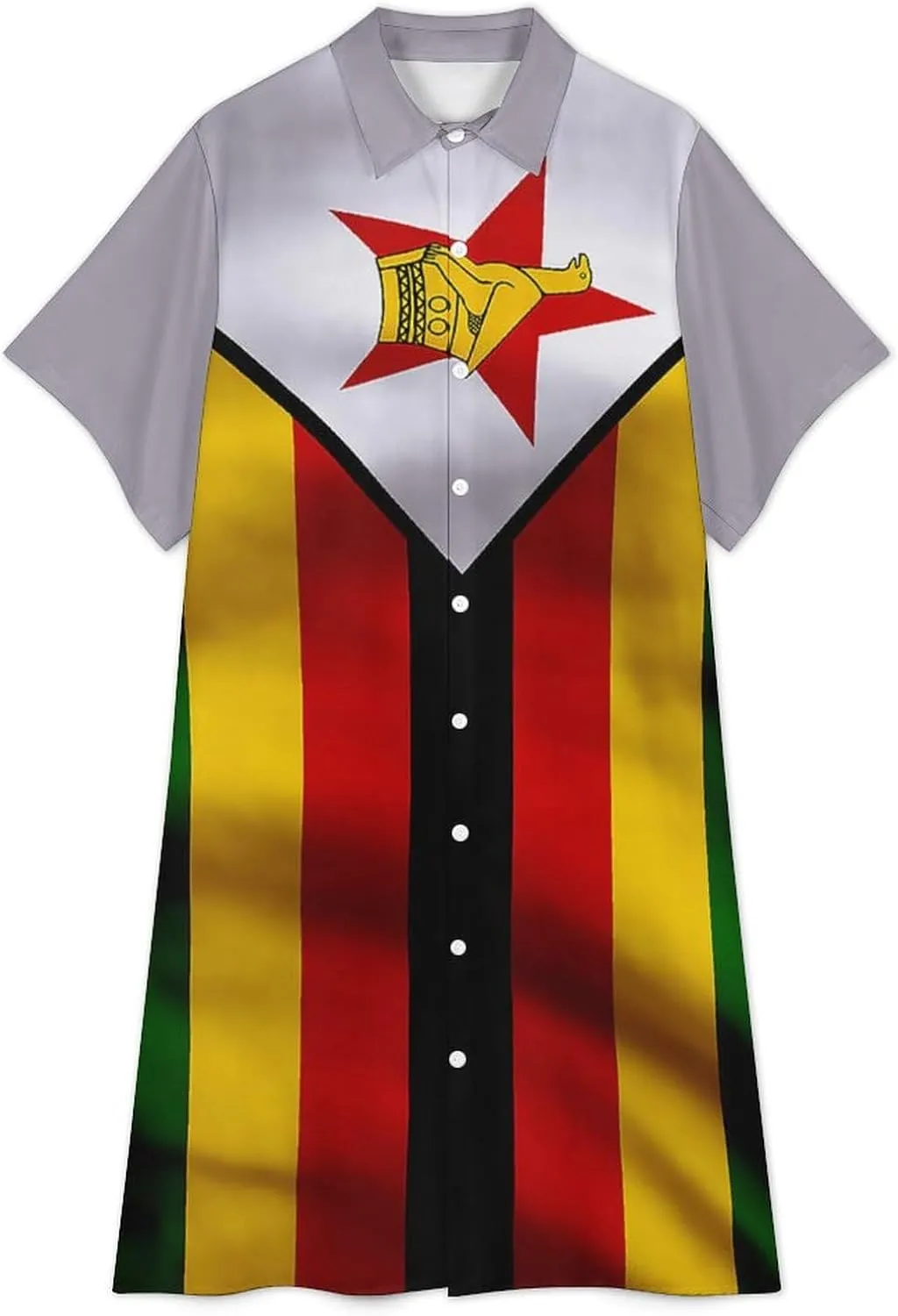 Zakqeik Maryland Flag Womens Button Down Shirt Dress Summer Short Sleeve Shift Dresses with Pockets