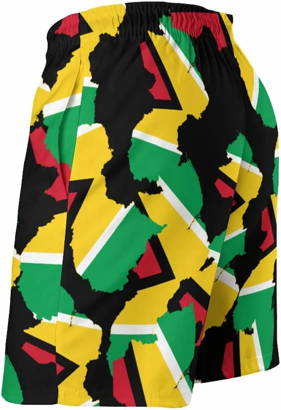 Zakqeik Men's Summer Guyana Flag Map Swim Trunks Quick Dry Surf Boardshorts Bathing Suit Shorts with Pockets