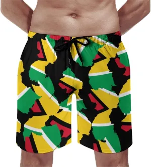 Zakqeik Men's Summer Guyana Flag Map Swim Trunks Quick Dry Surf Boardshorts Bathing Suit Shorts with Pockets