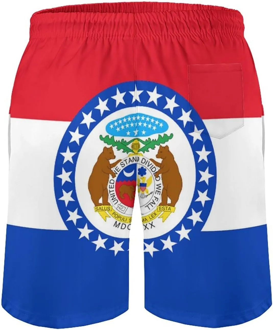 Zakqeik Men's Summer Missouri State Flag Swim Trunks Quick Dry Surf Boardshorts Bathing Suit Shorts with Pockets