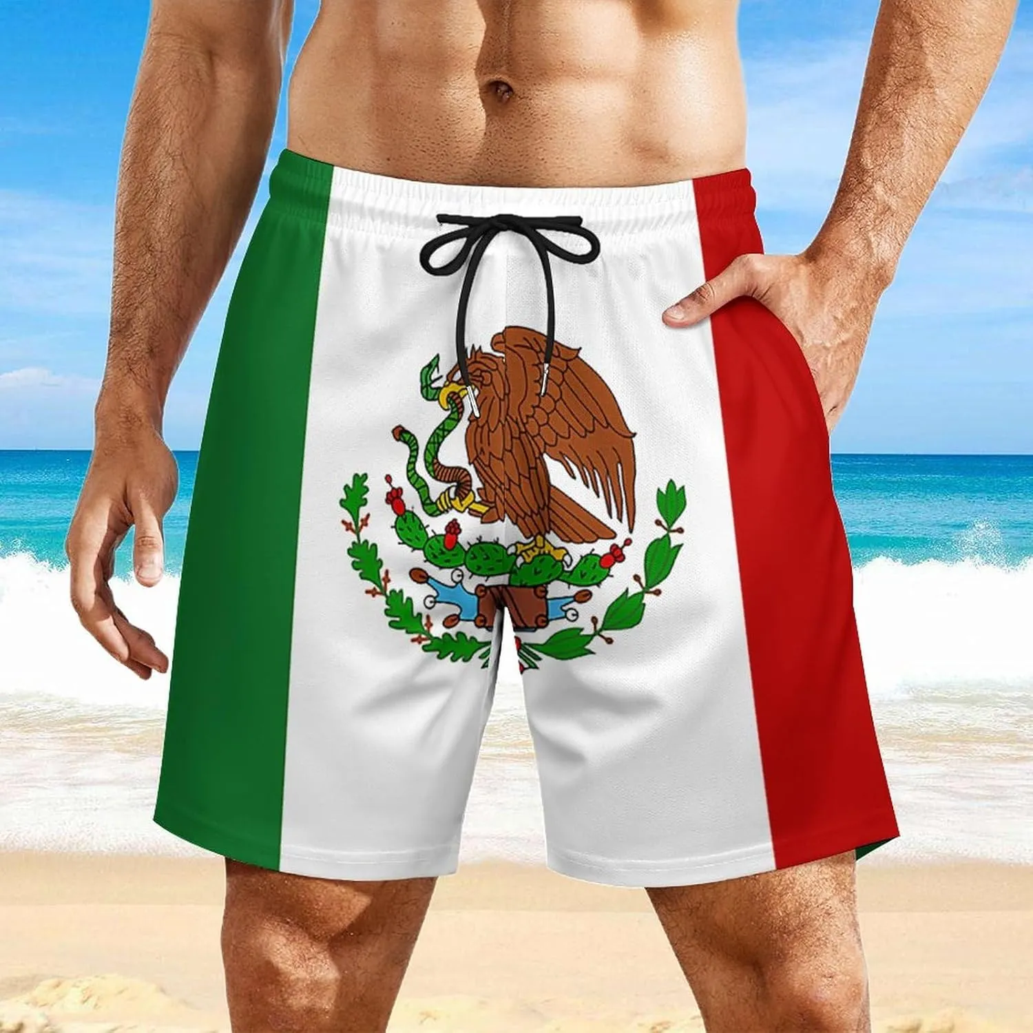 Zakqeik Men's Summer Texas Flag Swim Trunks Quick Dry Surf Boardshorts Bathing Suit Shorts with Pockets