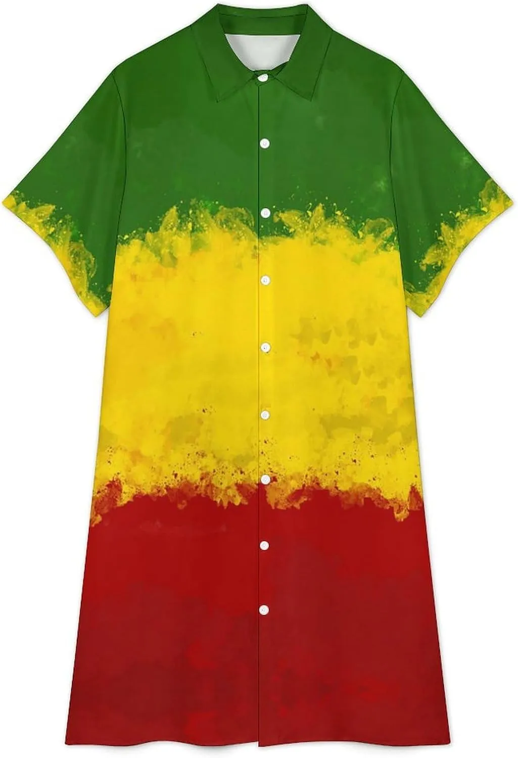 Zakqeik Women's Honduras Flag Shirt Dress Collar V-Neck Button Down Loose Short Sleeve Long Dresses
