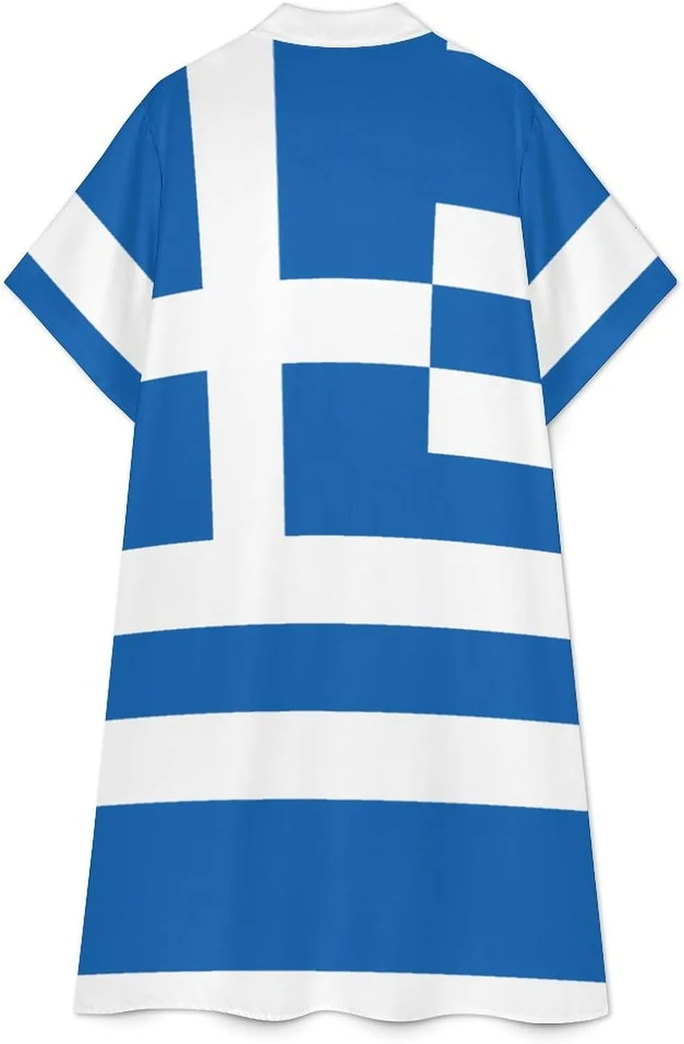 Zakqeik Women's Italy Flag Shirt Dress Collar V-Neck Button Down Loose Short Sleeve Long Dresses
