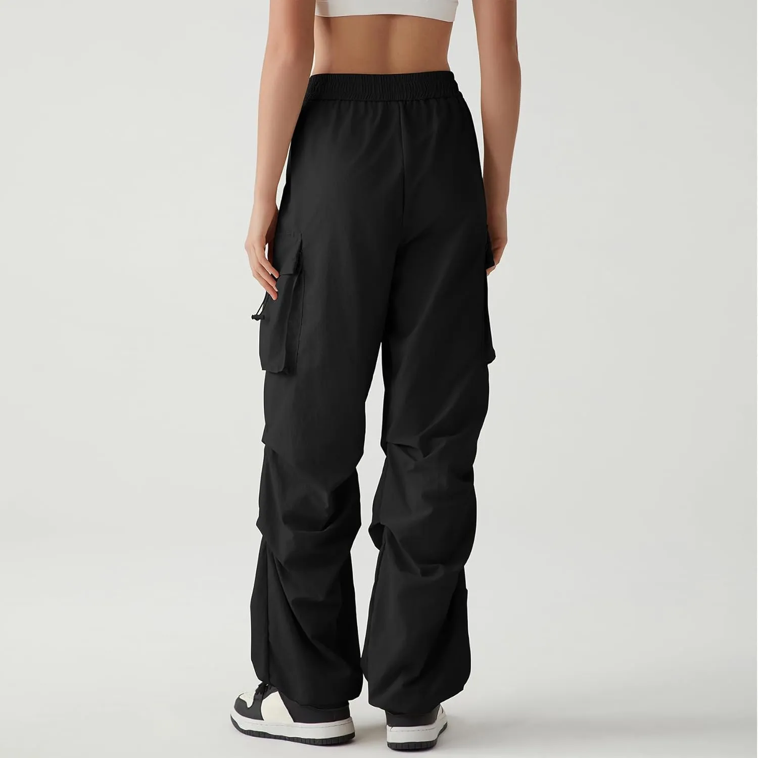 Zando Baggy Cargo Parachute Pants Women High Waisted Wide Leg Waterproof Windbreaker Hiking Pants for Women